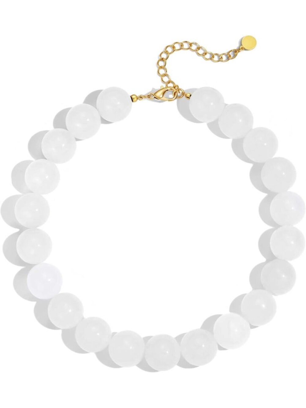 Women's 20MM All White Chunky Resin Bead Choker Boho Summer Beach Jewelry